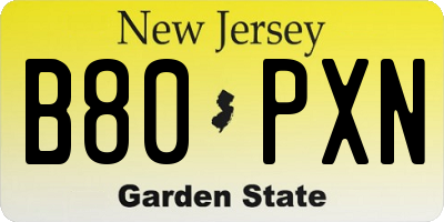 NJ license plate B80PXN