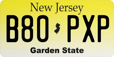 NJ license plate B80PXP