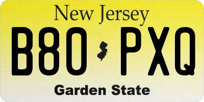 NJ license plate B80PXQ
