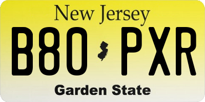 NJ license plate B80PXR