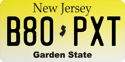 NJ license plate B80PXT