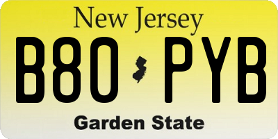 NJ license plate B80PYB