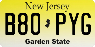 NJ license plate B80PYG
