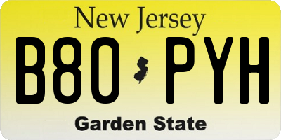 NJ license plate B80PYH