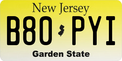 NJ license plate B80PYI