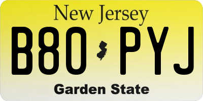 NJ license plate B80PYJ
