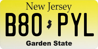 NJ license plate B80PYL