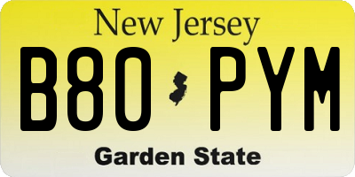 NJ license plate B80PYM