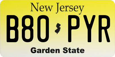 NJ license plate B80PYR