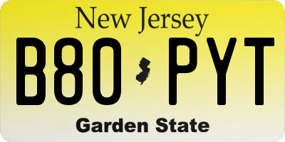 NJ license plate B80PYT