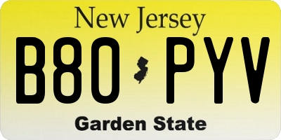 NJ license plate B80PYV