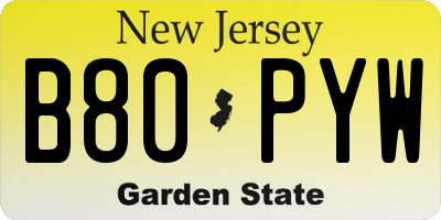 NJ license plate B80PYW