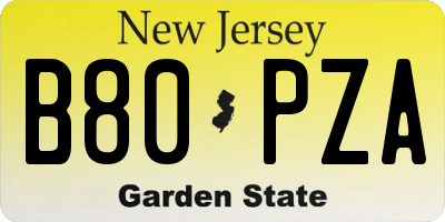 NJ license plate B80PZA