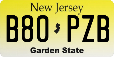 NJ license plate B80PZB
