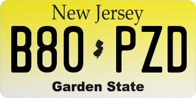 NJ license plate B80PZD