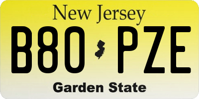 NJ license plate B80PZE