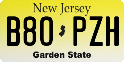 NJ license plate B80PZH
