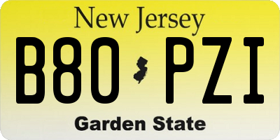 NJ license plate B80PZI