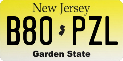 NJ license plate B80PZL