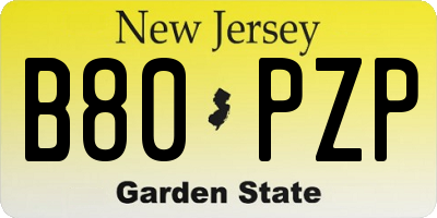 NJ license plate B80PZP