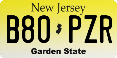 NJ license plate B80PZR