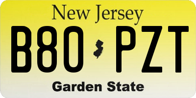 NJ license plate B80PZT
