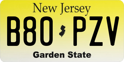 NJ license plate B80PZV