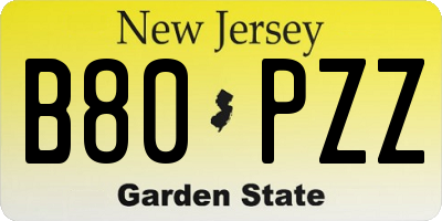 NJ license plate B80PZZ