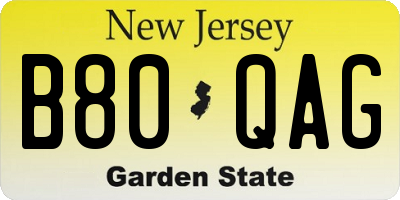 NJ license plate B80QAG