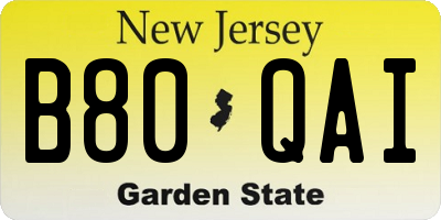 NJ license plate B80QAI