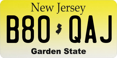 NJ license plate B80QAJ