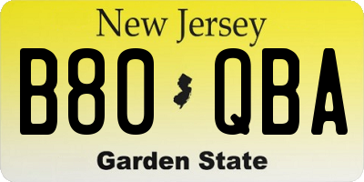 NJ license plate B80QBA