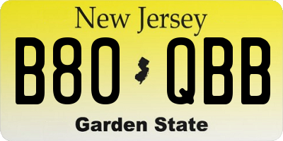 NJ license plate B80QBB