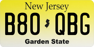 NJ license plate B80QBG