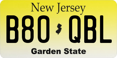 NJ license plate B80QBL