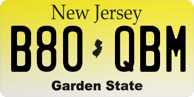 NJ license plate B80QBM