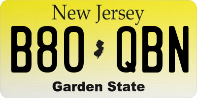 NJ license plate B80QBN