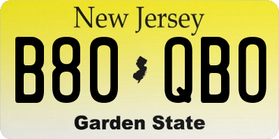NJ license plate B80QBO