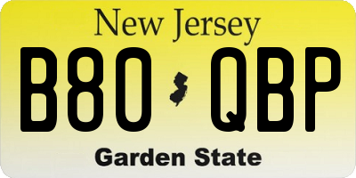 NJ license plate B80QBP