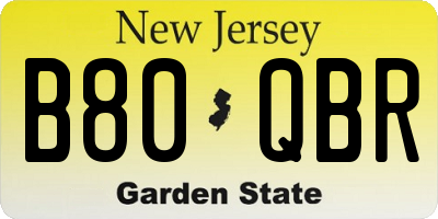 NJ license plate B80QBR