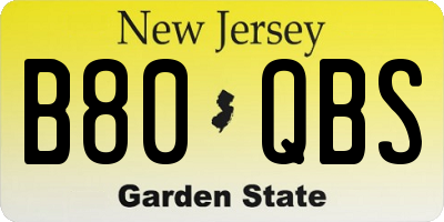 NJ license plate B80QBS