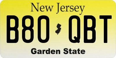 NJ license plate B80QBT