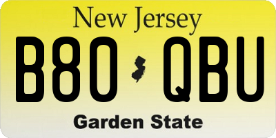 NJ license plate B80QBU