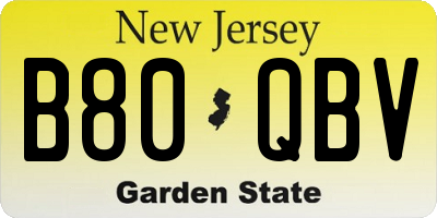 NJ license plate B80QBV