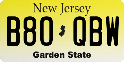 NJ license plate B80QBW