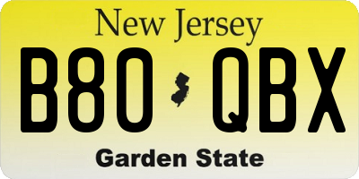 NJ license plate B80QBX