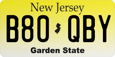 NJ license plate B80QBY