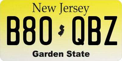 NJ license plate B80QBZ