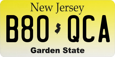 NJ license plate B80QCA