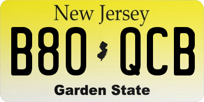 NJ license plate B80QCB